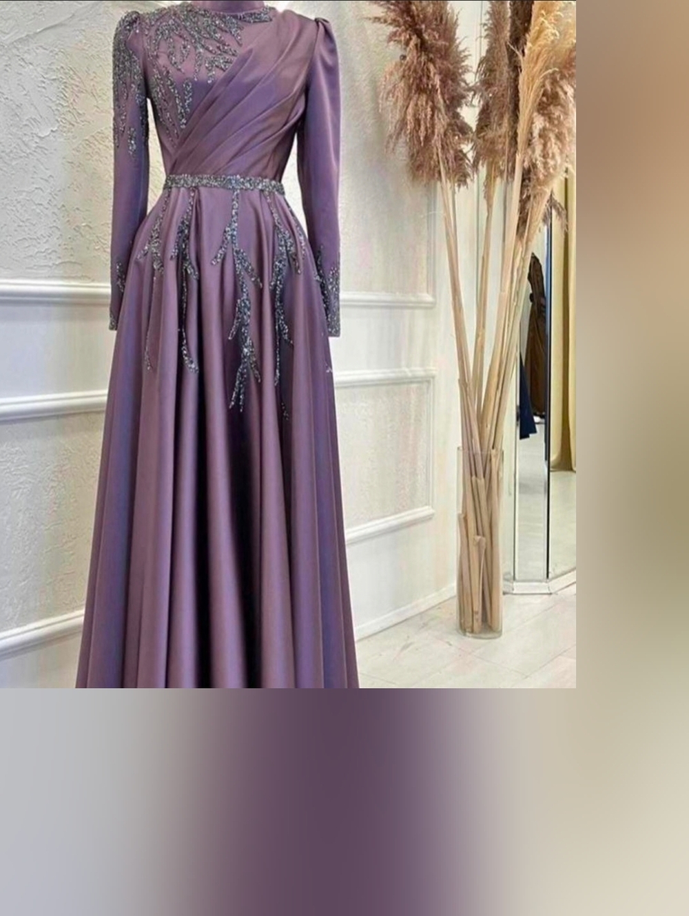 Lavender long sleeve prom Maxi Long Sleeve evening Dress